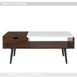 Living Room Table, Wood And Steel Coffee Table Coffee & Center Table Online