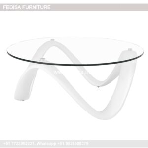 Round Glass Coffee Table, White Stone Coffee Table Coffee & Center Table Online