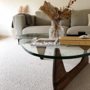 Glass Side Table, Light Wood Round Coffee Table Coffee & Center Table Online