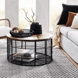 Round Wood Coffee Table, Brass And Glass Side Table Coffee & Center Table Online