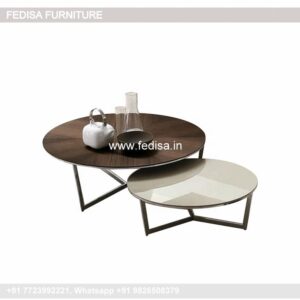 Glass Side Table, Round Wood Coffee Table With Storage Coffee & Center Table Online
