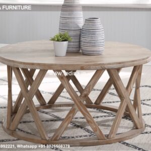 Drum Coffee Table, Solid Wood Coffee Table Round Coffee & Center Table Online