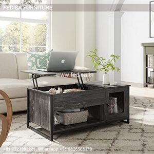 Round Wood Coffee Table, Oak And Metal Coffee Table Coffee & Center Table Online