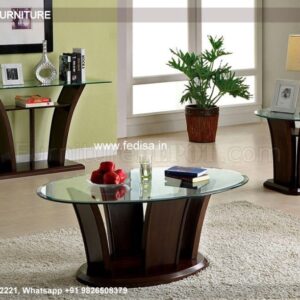 Walnut Coffee Table, Round Glass Coffee Table Coffee & Center Table Online