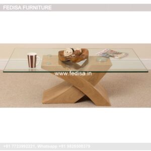 Glass Top Coffee Table, Wood And Steel Coffee Table Coffee & Center Table Online